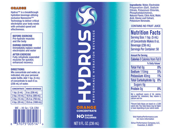 Hydrus Concentrate: 8oz. Bottle (24 Servings) Orange